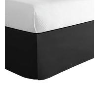 LUX Microfiber Tailored Style Bed Skirt with Classic 14 inch Drop Length Stile Plissettato, Microfibra, Nero, Coppia