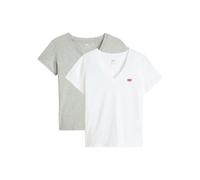 Levi´s ® Perfect Short Sleeve V Neck T-shirt 2 Units Bianco,Grigio M Donna