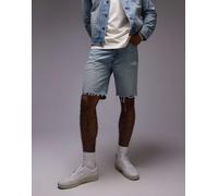 Levi's - 501 Original - Pantaloncini di jeans dritti lavaggio medio effetto invecchiato con bordo tagliato e ricamo sul retro in coordinato-Blu W32 L9