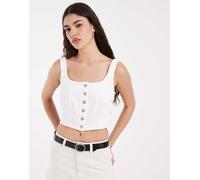 Levi's audra gilet di jeans corto azzurro-Bianco S