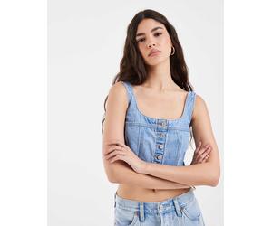 Levi's audra gilet di jeans corto azzurro-Blu XS