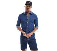 Levi's - Battery - Camicia in denim chambray slim blu medio con logo batwing M