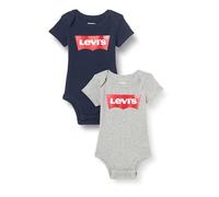Levi's BATWING 2PK BODYSUIT, Bodysuit Unisex - Bimbi 0-24, Grigio, 0-6 mesi