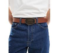 Levi's - Billy - Cintura in pelle color cuoio con placca-Marrone 85 cm