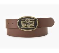 Levi's - Billy - Cintura in pelle color cuoio con placca-Marrone 115 cm