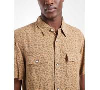 Levi's - Camicia comoda a maniche corte stile western in misto lino marrone a fiori XL