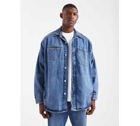 Levi's - Camicia giacca in denim lavaggio medio intrecciata-Blu M