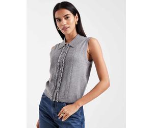 Levi's - Canotta soffice in maglia grigia con volant-Grigio S