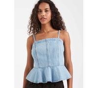 Levi's - Canottiera di jeans blu con fondo a peplo M