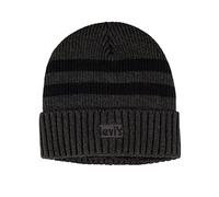 Levi's Cappelli Beanie da Uomo in Maglia con Risvolto con Logo, Grigio a Righe, Taglia Unica