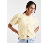 Levi's - Cardigan a maniche corte in maglia traforata giallo pastello L