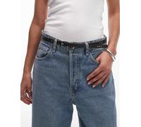 Levi's - Cintura in pelle nera con borchie-Nero 80 cm