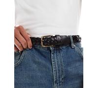 Levi's - Cintura in pelle nera intrecciata-Nero 80 cm