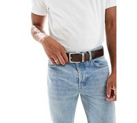 Levi's - Cintura in pelle nera/marrone double-face con logo sulla fibbia-Multicolore 100 cm