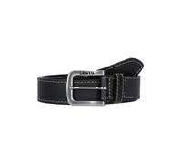 Levi's - Loire - Cintura in pelle nera con fibbia argentata con logo-Nero 85 cm