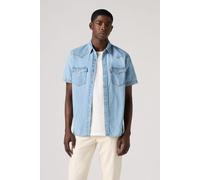 Camicia in denim a maniche corte Western Blu S Tinta unita