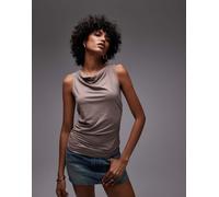 Levi's - Clea - Top senza maniche color talpa arricciato con scollo ad anello-Marrone XS