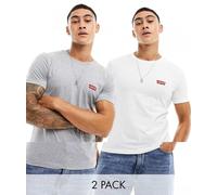 Levi's 2-Pack Crewneck Graphic Tee, T-shirt Uomo, Beige ( White / Mid Tone Grey Heather ), XS