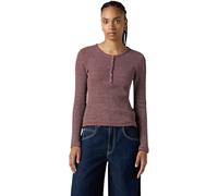 Levi's Donna Dry Goods Waffel Henley Shirt Annalise Stripe Chocolate Truffle V2 Red L