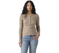 Levi's Donna Maglietta a Maniche Lunghe Dry Goods Henley Waffle Parzialmente Elasticizzata, Slim Fit, Marrone (Taupe Gray Heather B), S
