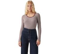 Levi's Donna Maglietta a Maniche Lunghe Dry Goods Waffle in Cotone, Slim Fit, Rosso (End On End Stripe Bu), M