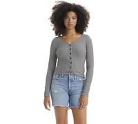Levi's Donna Maglietta a Maniche Lunghe Muse con Scollo a V, Slim Fit, Nero (Vanilla Stripe Cavia), L