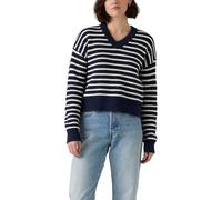 Levi's Donna Reese Pullover mit V-Ausschnitt Parisienne Stripe Peacoat Cotton Blue M