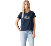 Levi's Donna T-Shirt Boxy con Logo, Scollo Rotondo, Blu Since 1873 Na, XS