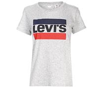 Levi's Donna - T-Shirt in Cotone Grigio con Logo Batwing