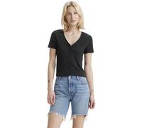 T-shirt corta scollo a V Nero L Tinta unita