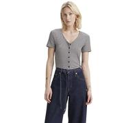 Levi's Donna T-Shirt Muse Tee con Scollo a V, a Costine, Nero (Vanilla Stripe Cavia), XXS