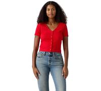 Levi's Donna T-Shirt Muse Tee con Scollo a V, a Costine, Rosso (True Red), XS