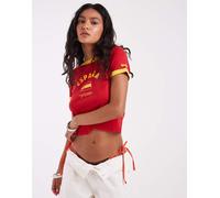 Levi's - Espana - T-shirt mini rossa con bordi a contrasto-Rosso XS