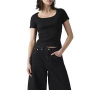 Levi's - T-shirt basic nera con scollo squadrato-Nero M