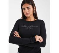 Levi's - Essential - T-shirt a maniche lunghe nera con logo glitterato-Nero M