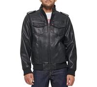 Levi's Faux Leather Aviator Bomber Jacket (Regular & Big & Tall Sizes) Giacca in Ecopelle, Nero Scuro, XL Uomo