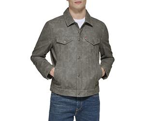 Levi's Faux Leather Classic Trucker Jacket Giacca in Similpelle, Grigio Chiaro, M Uomo