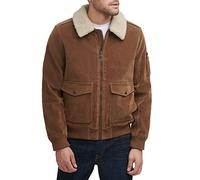 Levi's Faux Suede Aviator Bomber Jacket Giacca in Ecopelle, Colletto Sherpa in Finta Pelle Scamosciata/Cognac, L Uomo