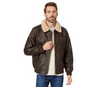 Levi's Giacca bomber da uomo in finta pelle con collo in sherpa, Marrone, Small