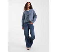 Levi's - Giacca di jeans trapuntata con fiocco sul davanti blu a righe M