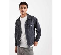Levi's - Giacca trucker di jeans comoda nera a righe tono su tono-Nero S