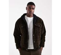 Levi's - Giacca trucker marrone a quadri in velluto a coste e pile M