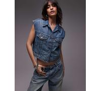 Levi's - Gilet corto e stretto in denim anni '90 lavaggio medio-Blu S