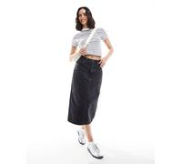 Levi's - Gonna midi a vita alta nero slavato con spacco sul retro W28