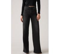 Levi's - 728 - Jeans a fondo ampio elasticizzati a vita alta nero slavato W24 L30