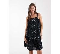 Levi's - Kate - Vestito corto ricamato con pinces nero stampa a fiorellini XS