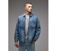 Levi's - Kyren - Camicia giacca in denim lavaggio chiaro trapuntata con zip sul davanti-Blu M