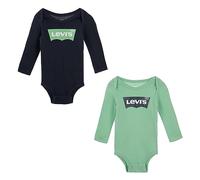 Levi's LHN LS 2PK BATWING BODYSUIT SE, SET IN SCATOLA Bimba 0-24, Verde (Meadow), 0-6 mesi
