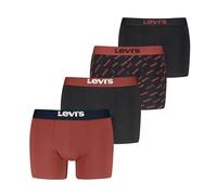 Levi's Logo all Over Print Organic Cotton Boxer Slip, Black/Red, S (Pacco da 4) Uomo