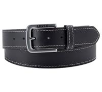 Levi's - Loire - Cintura in pelle nera con fibbia argentata con logo-Nero 100 cm